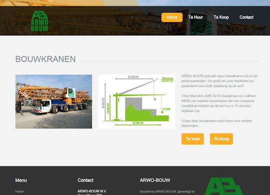 Verhuur bouwkranen Aanmaak website